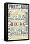 Portland, Oregon - Typography-Lantern Press-Framed Stretched Canvas