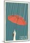 Portland, Oregon - Umbrella-null-Mounted Poster