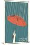 Portland, Oregon - Umbrella-Lantern Press-Mounted Art Print