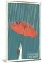 Portland, Oregon - Umbrella-Lantern Press-Mounted Art Print