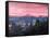 Portland Oregon with Mt Hood at Sunset-Markus Bleichner-Framed Stretched Canvas