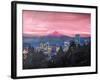 Portland Oregon with Mt Hood at Sunset-Markus Bleichner-Framed Art Print