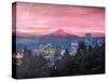 Portland Oregon with Mt Hood at Sunset-Markus Bleichner-Stretched Canvas