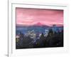 Portland Oregon with Mt Hood at Sunset-Markus Bleichner-Framed Art Print