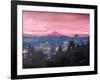 Portland Oregon with Mt Hood at Sunset-Markus Bleichner-Framed Art Print