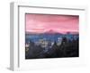 Portland Oregon with Mt Hood at Sunset-Markus Bleichner-Framed Art Print