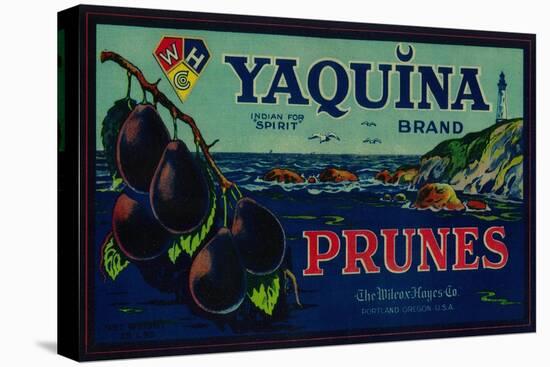 Portland, Oregon - Yaquina Prune Label-Lantern Press-Stretched Canvas