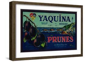 Portland, Oregon - Yaquina Prune Label-Lantern Press-Framed Art Print