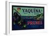 Portland, Oregon - Yaquina Prune Label-Lantern Press-Framed Art Print