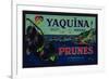 Portland, Oregon - Yaquina Prune Label-Lantern Press-Framed Art Print