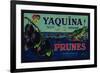 Portland, Oregon - Yaquina Prune Label-Lantern Press-Framed Art Print