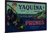 Portland, Oregon - Yaquina Prune Label-Lantern Press-Mounted Art Print