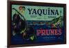 Portland, Oregon - Yaquina Prune Label-Lantern Press-Framed Art Print