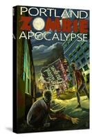 Portland, Oregon - Zombie Apocalypse-Lantern Press-Stretched Canvas