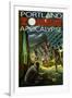 Portland, Oregon - Zombie Apocalypse-Lantern Press-Framed Art Print