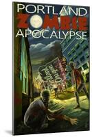 Portland, Oregon - Zombie Apocalypse-Lantern Press-Mounted Art Print