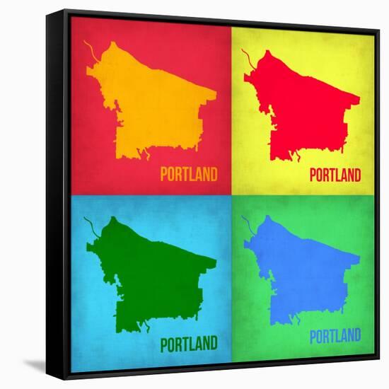 Portland Pop Art Map 1-NaxArt-Framed Stretched Canvas