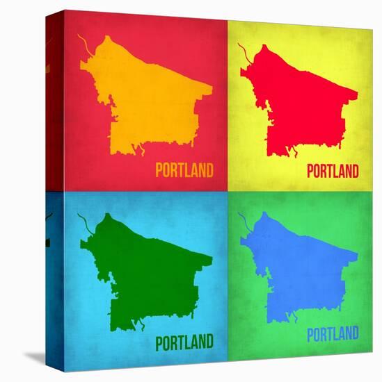 Portland Pop Art Map 1-NaxArt-Stretched Canvas