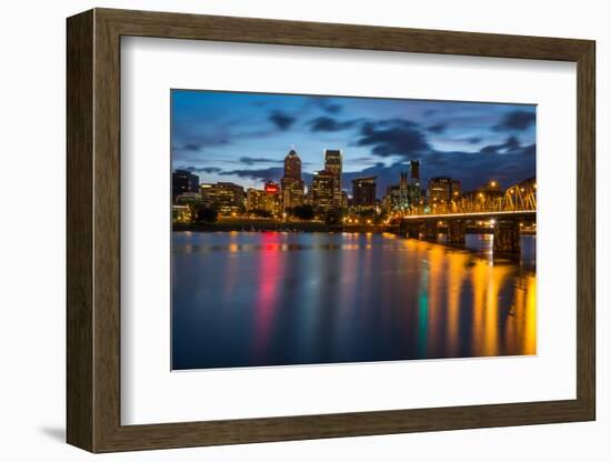 Portland Skyline along Waterfront-CrackerClips Stock Media-Framed Photographic Print