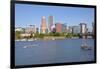 Portland skyline and rowing boats in morning light, Multnomah County, Oregon, USA-null-Framed Photographic Print