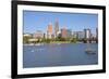 Portland skyline and rowing boats in morning light, Multnomah County, Oregon, USA-null-Framed Photographic Print