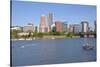 Portland skyline and rowing boats in morning light, Multnomah County, Oregon, USA-null-Stretched Canvas