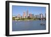 Portland skyline and rowing boats in morning light, Multnomah County, Oregon, USA-null-Framed Photographic Print