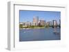 Portland skyline and rowing boats in morning light, Multnomah County, Oregon, USA-null-Framed Photographic Print