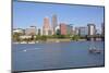 Portland skyline and rowing boats in morning light, Multnomah County, Oregon, USA-null-Mounted Photographic Print