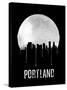 Portland Skyline Black-null-Stretched Canvas
