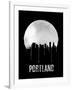 Portland Skyline Black-null-Framed Art Print