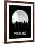 Portland Skyline Black-null-Framed Art Print