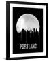 Portland Skyline Black-null-Framed Art Print