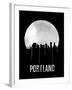 Portland Skyline Black-null-Framed Art Print