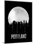Portland Skyline Black-null-Mounted Art Print