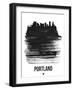 Portland Skyline Brush Stroke - Black-NaxArt-Framed Art Print