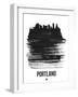 Portland Skyline Brush Stroke - Black-NaxArt-Framed Art Print