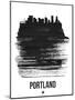 Portland Skyline Brush Stroke - Black-NaxArt-Mounted Art Print