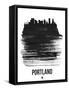 Portland Skyline Brush Stroke - Black-NaxArt-Framed Stretched Canvas
