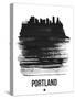 Portland Skyline Brush Stroke - Black-NaxArt-Stretched Canvas