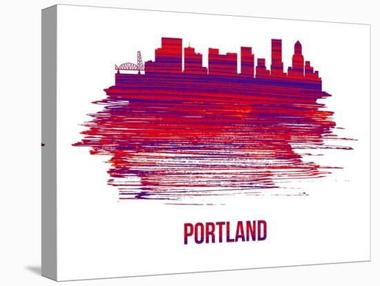 Portland Skyline Brush Stroke - Red-NaxArt-Stretched Canvas