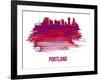 Portland Skyline Brush Stroke - Red-NaxArt-Framed Art Print