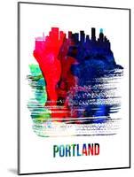 Portland Skyline Brush Stroke - Watercolor-NaxArt-Mounted Art Print