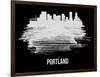 Portland Skyline Brush Stroke - White-NaxArt-Framed Art Print