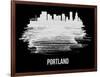Portland Skyline Brush Stroke - White-NaxArt-Framed Art Print