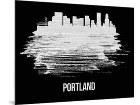 Portland Skyline Brush Stroke - White-NaxArt-Mounted Art Print