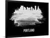 Portland Skyline Brush Stroke - White-NaxArt-Framed Art Print