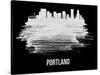 Portland Skyline Brush Stroke - White-NaxArt-Stretched Canvas