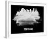 Portland Skyline Brush Stroke - White-NaxArt-Framed Art Print