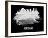 Portland Skyline Brush Stroke - White-NaxArt-Framed Art Print